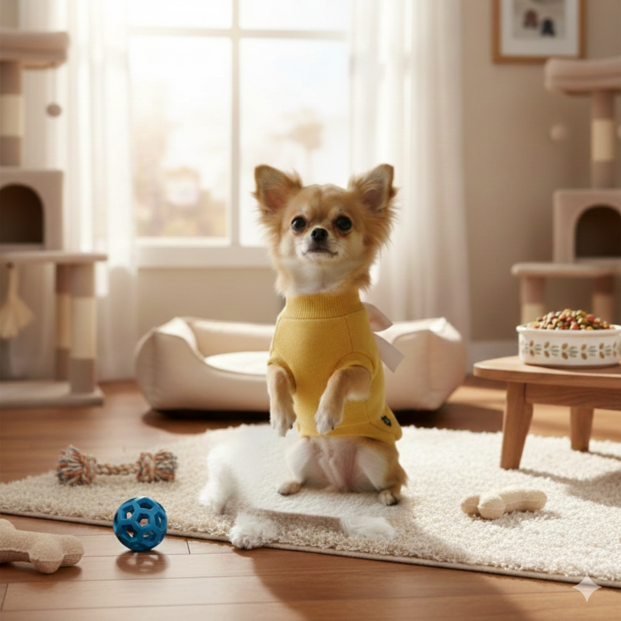 Maglione Giallo Lana Merino con Swarovski per Cani